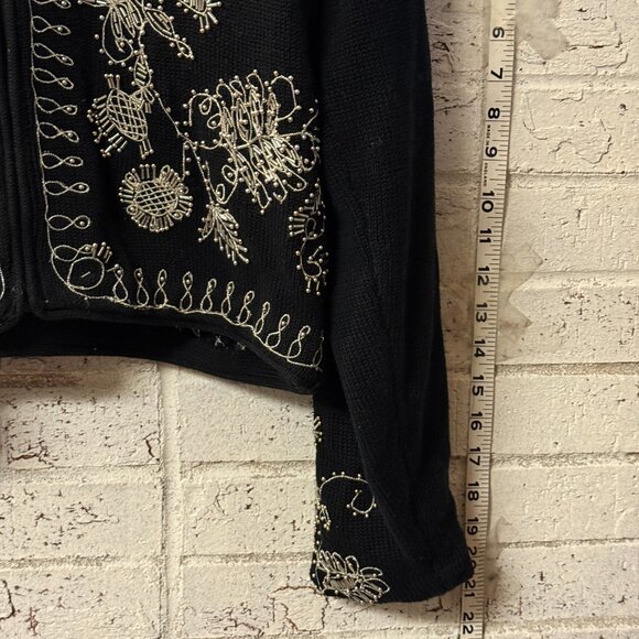 All Week Long Black Beaded Cardigan Sweater Women’s Medium - Picture 4 of 10